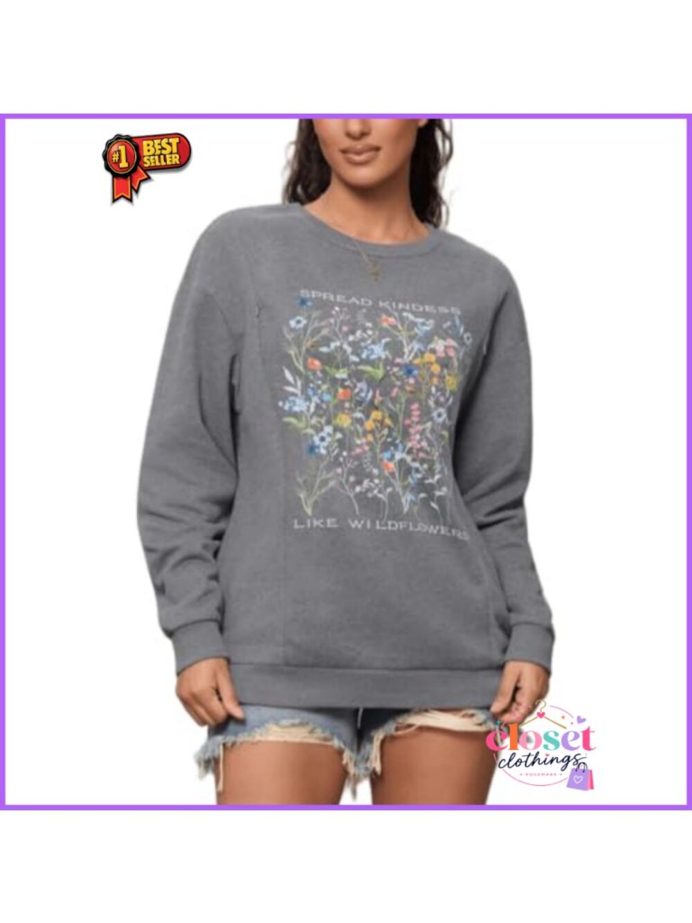 Nursing Sweatshirt Hidden Zippers Breastfeeding Pullover Cotton Blend Maternity